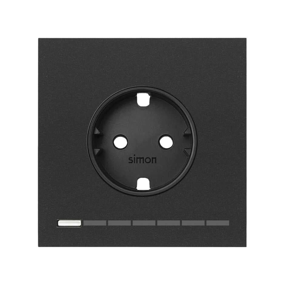Simon S100 Черный матовый Накладка моноблок розетки Simon iO Schuko 10024108-238