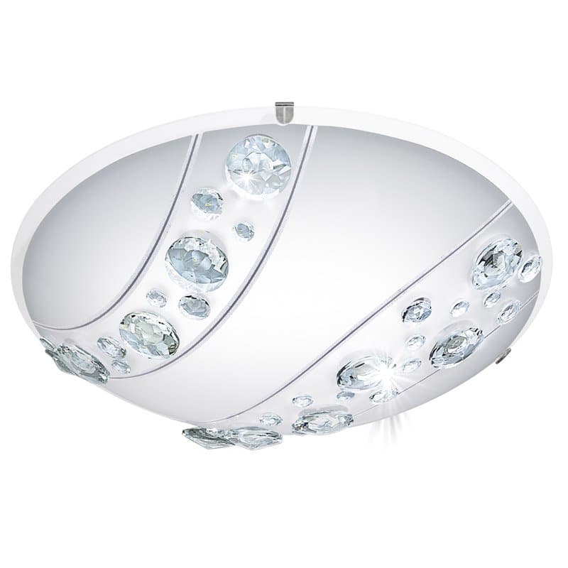 Eglo Светильник LED настенно-потолочный NERINI, 16W(LED), Ø315, сталь, белый/стекло, хрусталь, белый, черн., прозрач. 95576