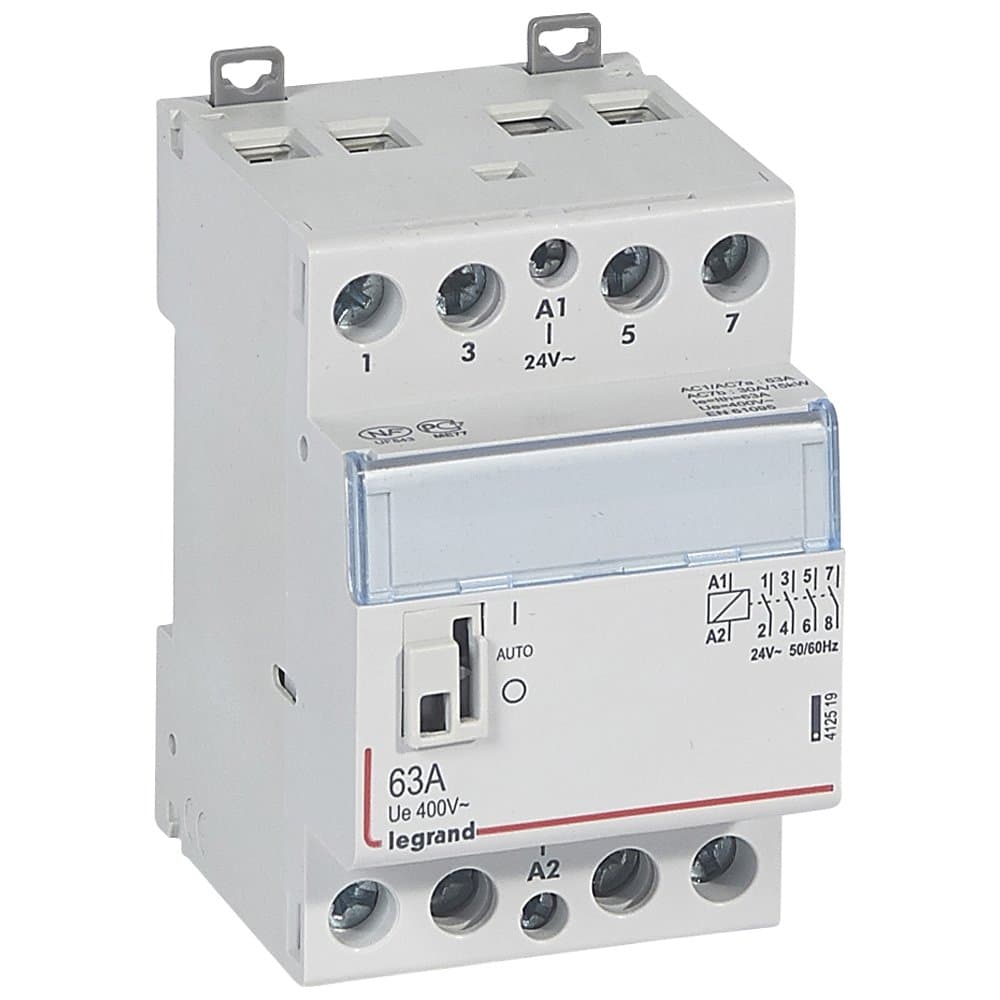 Legrand CX3 Контактор 24V 4НО 63А с руч.уп. 412519
