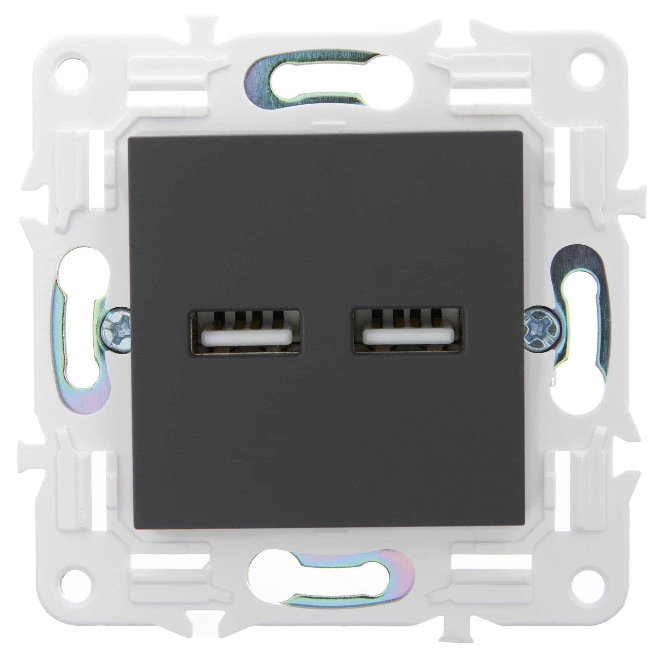 IEK SKANDY Графит Розетка USB A+A 3,1А SK-R15G — миниатюра 2