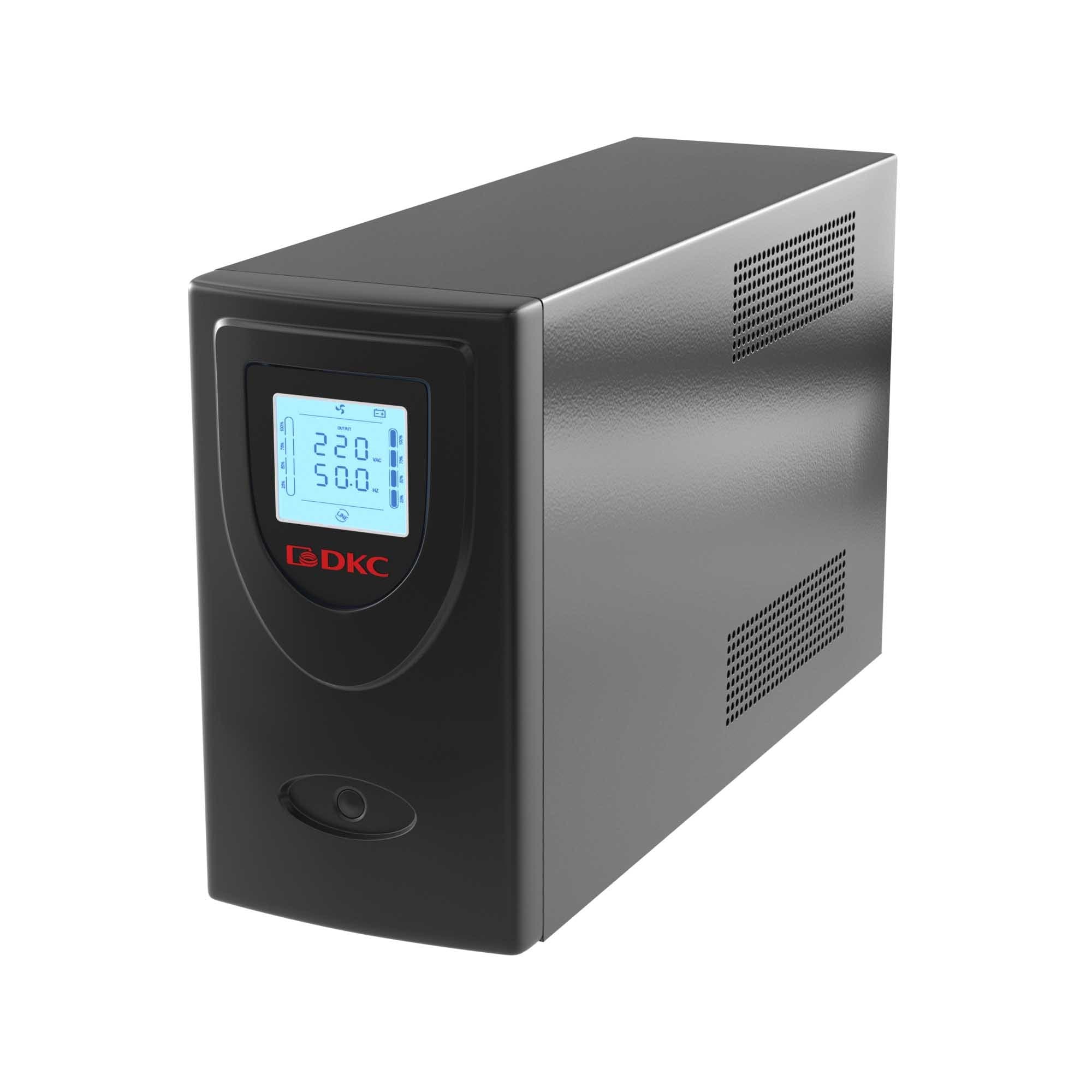 DKC Линейно-интерактивный ИБП ДКС серии Info LCD, 2000 ВА/1200 Вт, 1/1,2xIEC C13, 2xSchuko, USB + RJ45, LCD, 2x9Aч