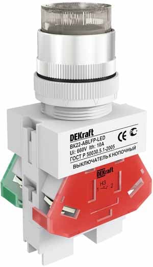 Dekraft Выключатель кноп. ABLFP D22 БЕЛЫЙ LED 220В ВK-22 — миниатюра 4
