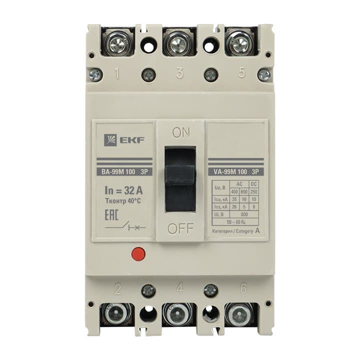 EKF PROxima Автоматический выключатель ВА-99М 100/ 32А 3P 35кА — миниатюра 4