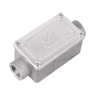DKC Коробка протяжная алюминиевая, 2 ввода 180°, М25х1,5 ,IP55, 118х51х42мм