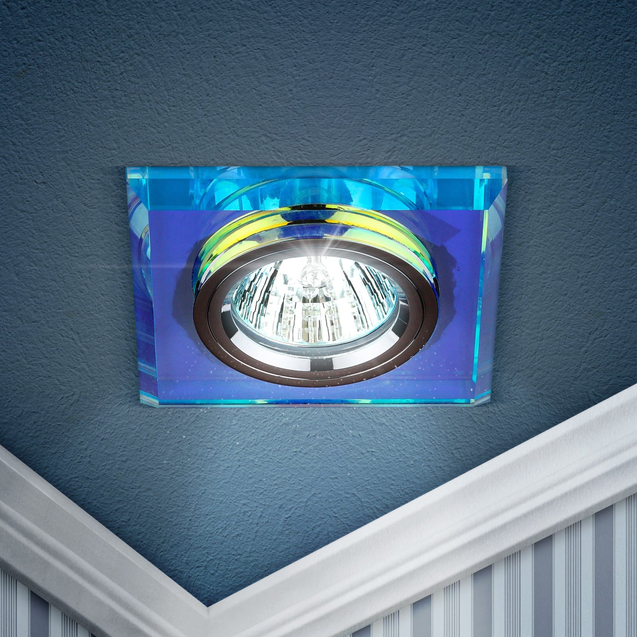 ЭРА DK8 CH/PR Хром/перламутр Светильник декор стекло квадрат MR16,12V/220V, 50W