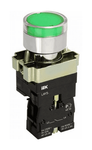 IEK LAY5 Кнопка управления LAY5-BW3361 с подсветкой зеленый 1з — миниатюра 2
