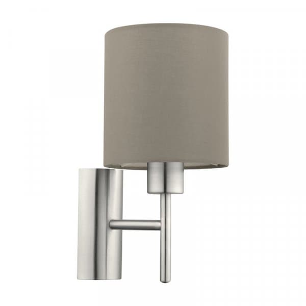 Eglo Бра PASTERI, 1х60W (E27), L145, H305, A195, никель мат./текстиль, серо-коричневый 94925 — миниатюра 1