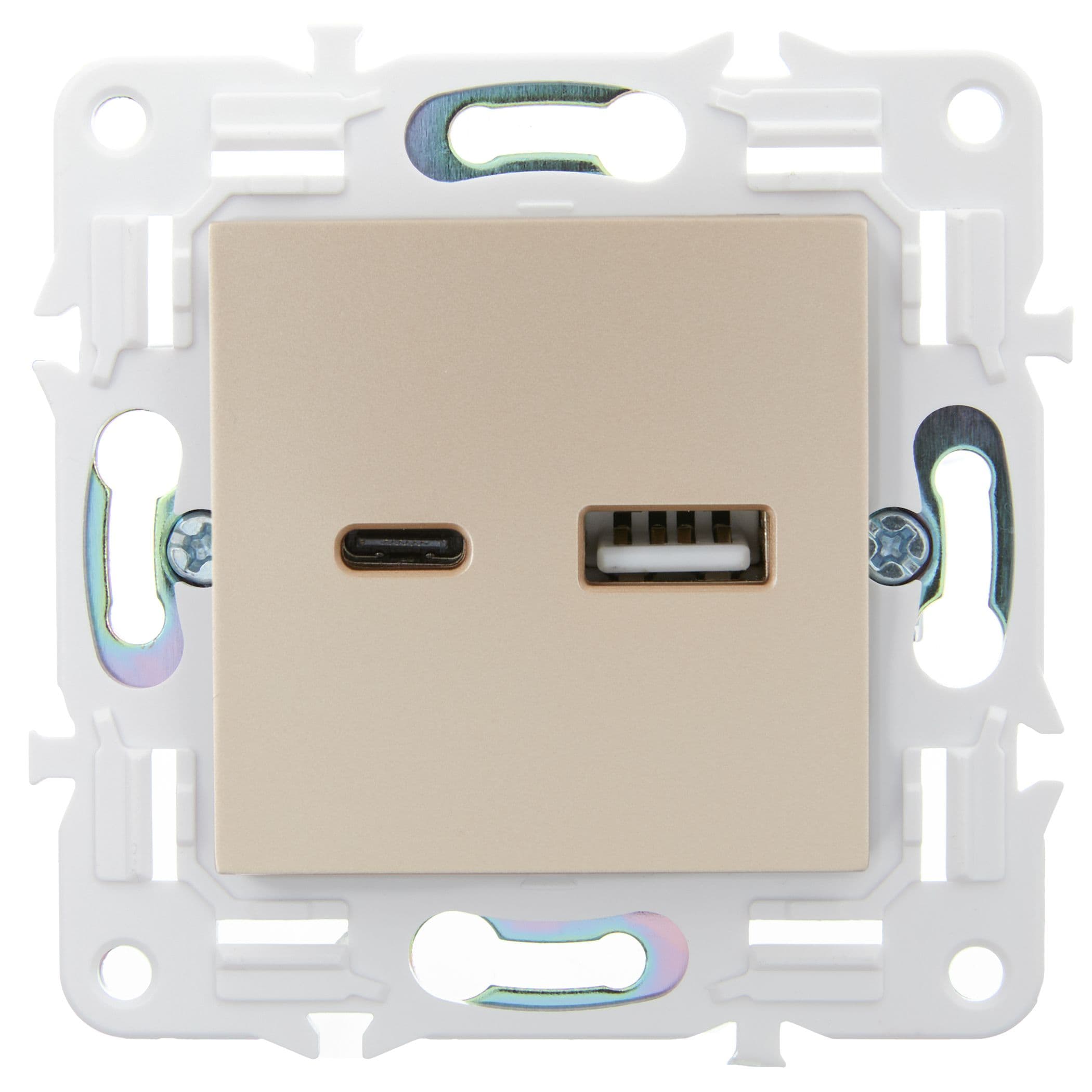 IEK SKANDY Песочный Розетка USB A+C 3,1А SK-R14Sa — миниатюра 2