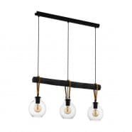 Eglo RODING Подвесной потолочный светильник (люстра) RODING, 3Х40W, E27, L880, B180, H1100, сталь/дерево/с 43618