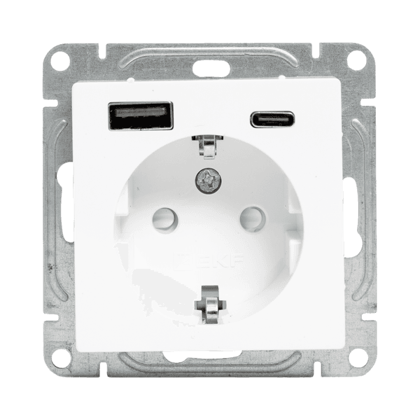 EKF Механизм розетки с USB-A+С - 2шт, 16А, с заземлением, со шторками, белый Эпика — миниатюра 14