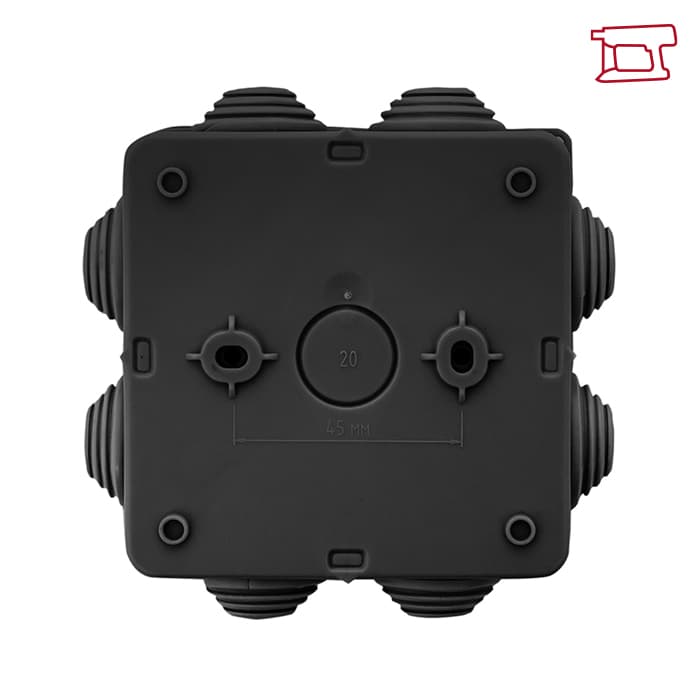 EKF Коробка распределительная КМР-030-031 с крышкой (85x85x40) для прямого монтажа 8 мембр. вводов чёрная IP55 — миниатюра 9