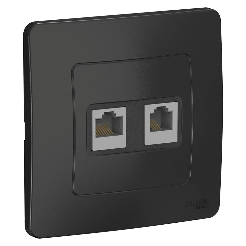 Systeme Electric Blanca внутр Антрацит Розетка 2-ая комп/ТЛФ, RJ45+RJ11