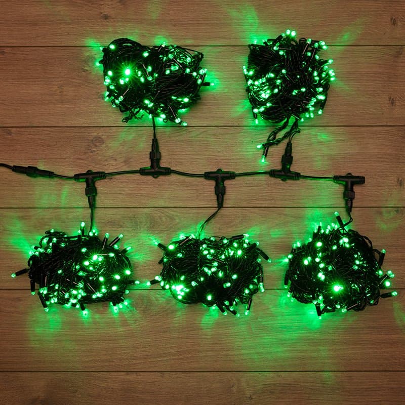 NEON-NIGHT Гирлянда "LED ClipLight" 24V, 5 нитей по 20 метров, цвет диодов Зеленый, Flashing (Белый) 323-604