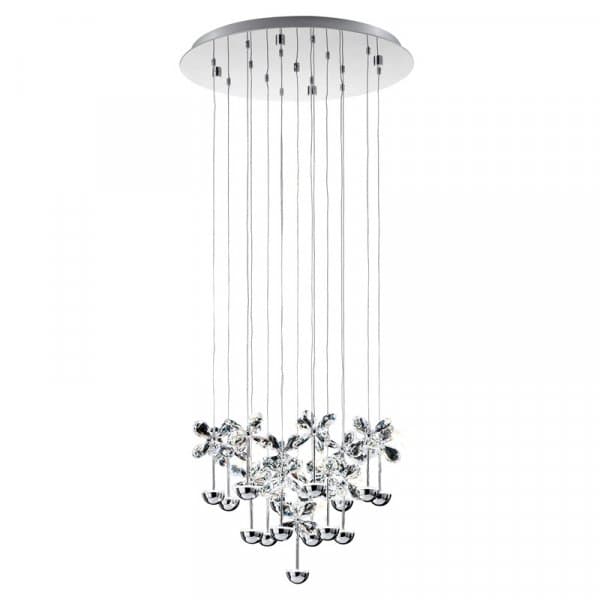 Eglo Подвес LED PIANOPOLI, 15х2,5W(LED), Ø500, H1100, нерж. cталь, хром/хрусталь, прозрачный 93662 — миниатюра 1