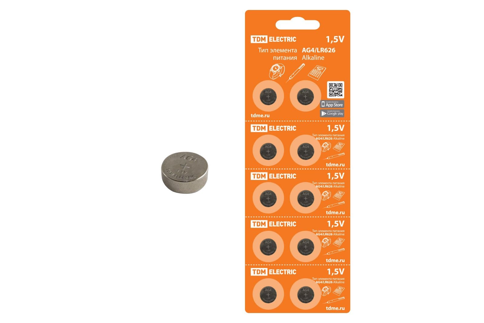 TDM Элемент питания AG4/LR626 Alkaline 1,5V BP-10 SQ1702-0042