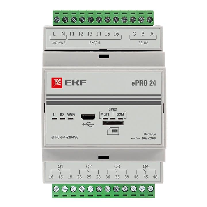 EKF PROxima Контроллер базовый ePRO удаленного управления 6вх\4вых 230В WiFi GSM ePRO-6-4-230-WG — миниатюра 9