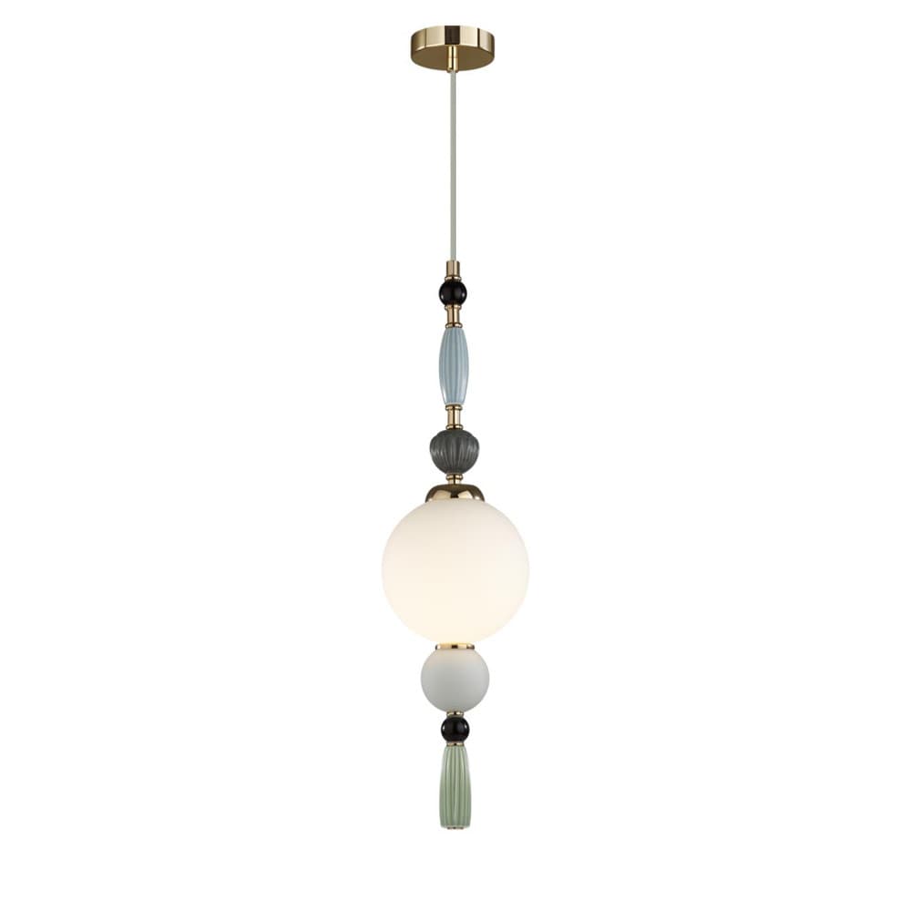 Odeon Light 5405/1A MODERN ODL_EX24 83 золотой/голубой/зеленый/белый матов./металл/керамика/стекло Подвес E14 1*40W PALLE