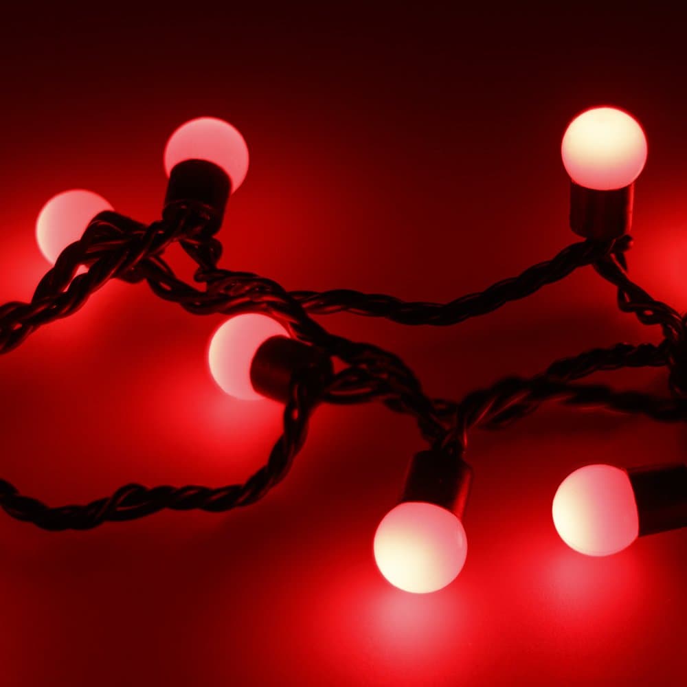 Arlight Светодиодная гирлянда ARD-BALL-CLASSIC-D17.5-10000-BLACK-100LED RED (230V, 7W) (Ardecoled, IP65) 025580 — миниатюра 1