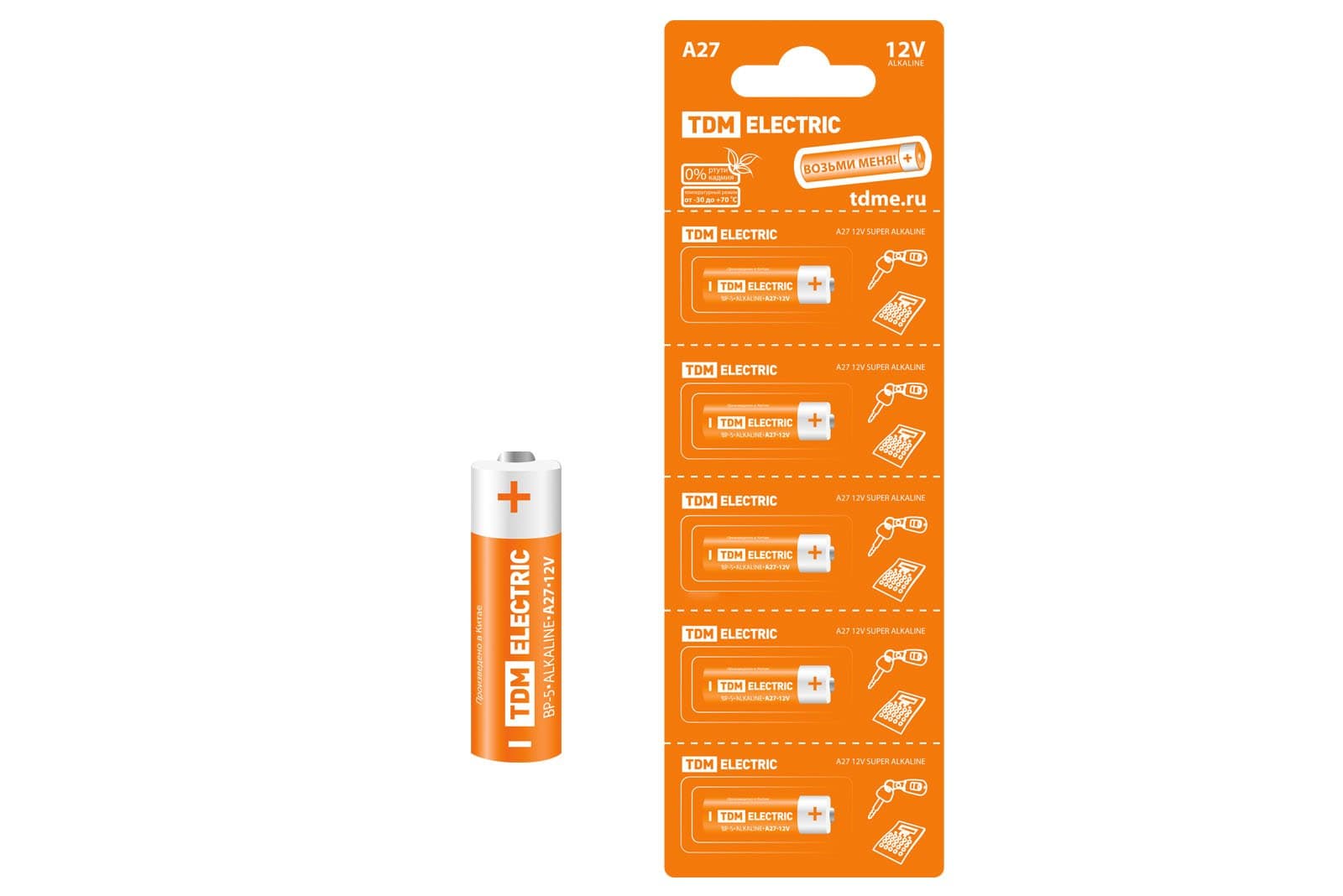 TDM Элемент питания A27 Alkaline 12V BP-5 SQ1702-0040