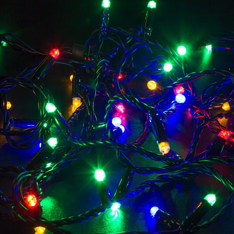 NEON-NIGHT Гирлянда Нить 10м, постоянное свечение, черный ПВХ, 230В, цвет: Мультиколор 305-179