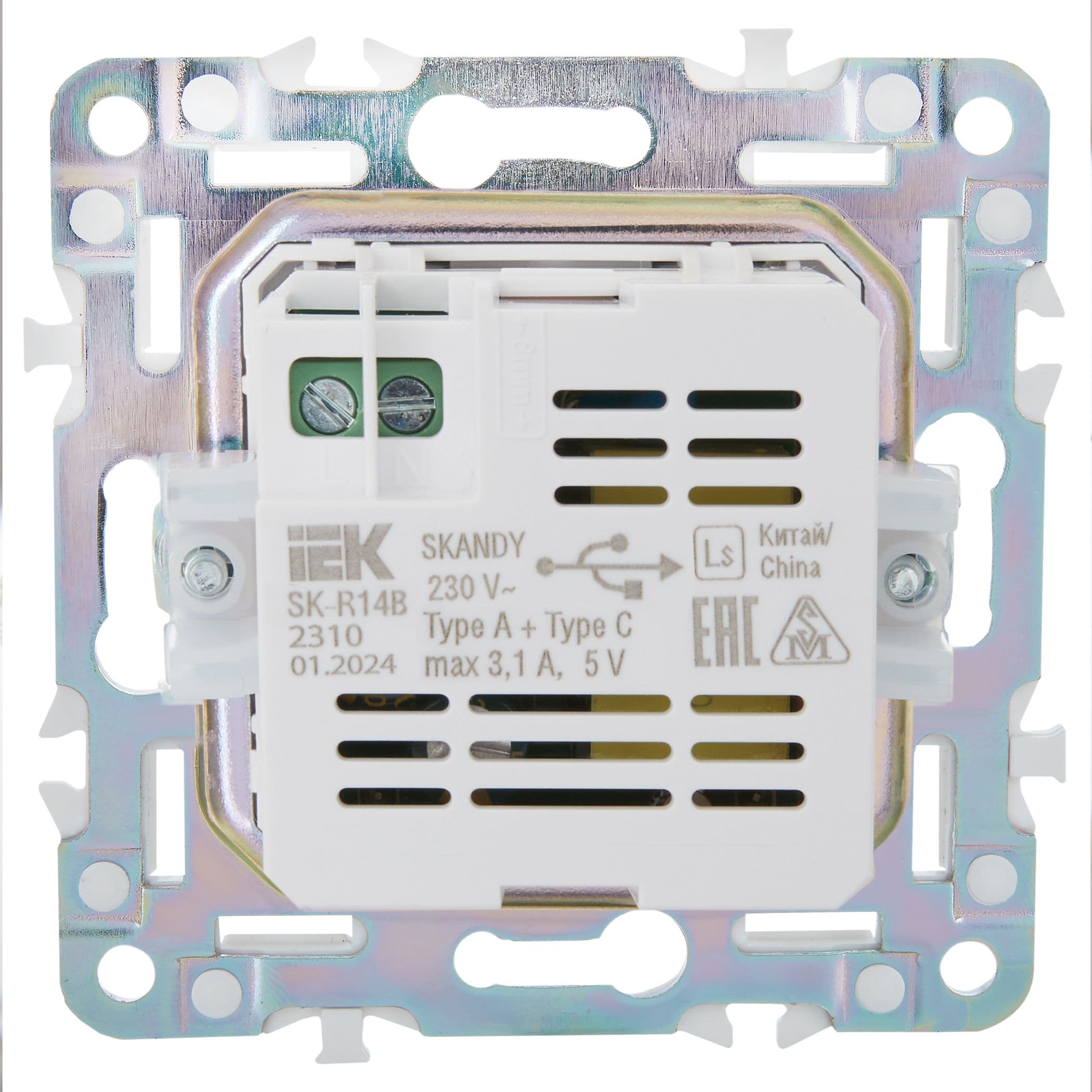 IEK SKANDY Бежевый Розетка USB A+C 3,1А SK-R14B — миниатюра 3