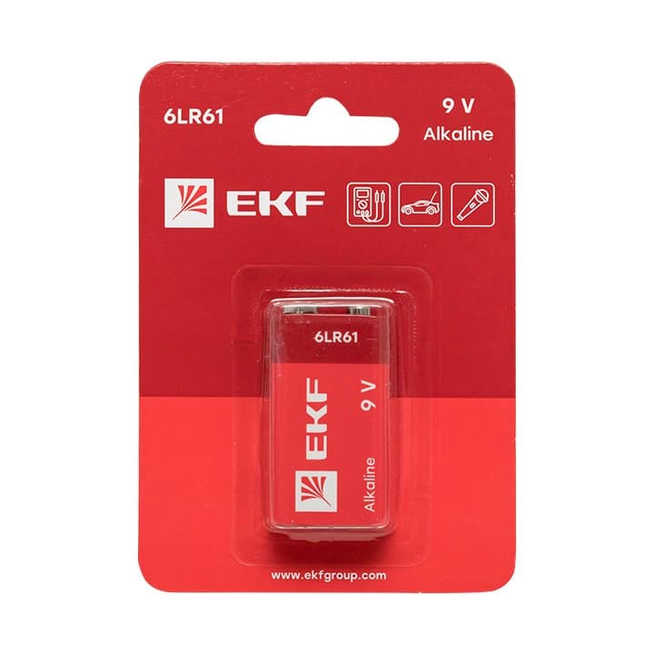 EKF PROxima Алкалиновая батарейка типа 9V(6LR61) блистер 1шт. 9V-BL1