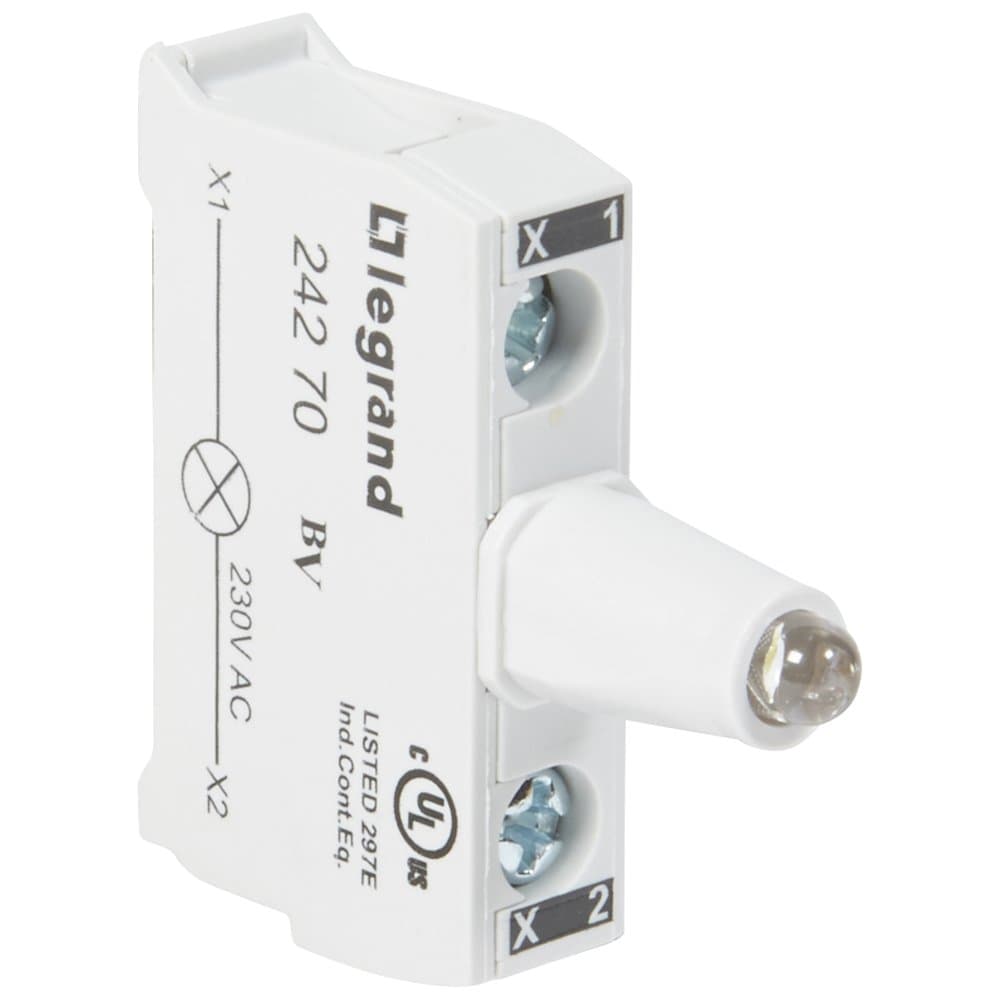 Legrand Osmoz Блок со встроенным светодиодом для головок для кнопочных постов 230 В~ белый 024270 — миниатюра 1