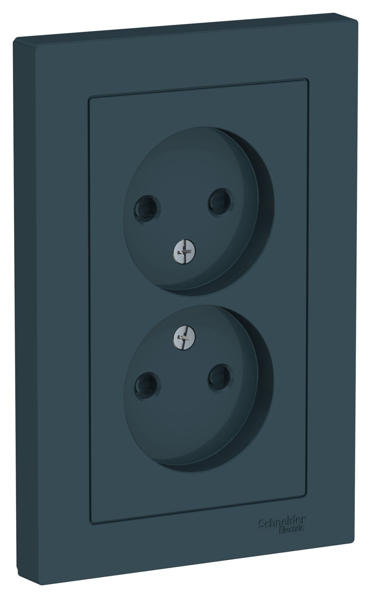 Systeme Electric AtlasDesign Изумруд Розетка б/з двойная, со шторками,16А, в сборе — миниатюра 2