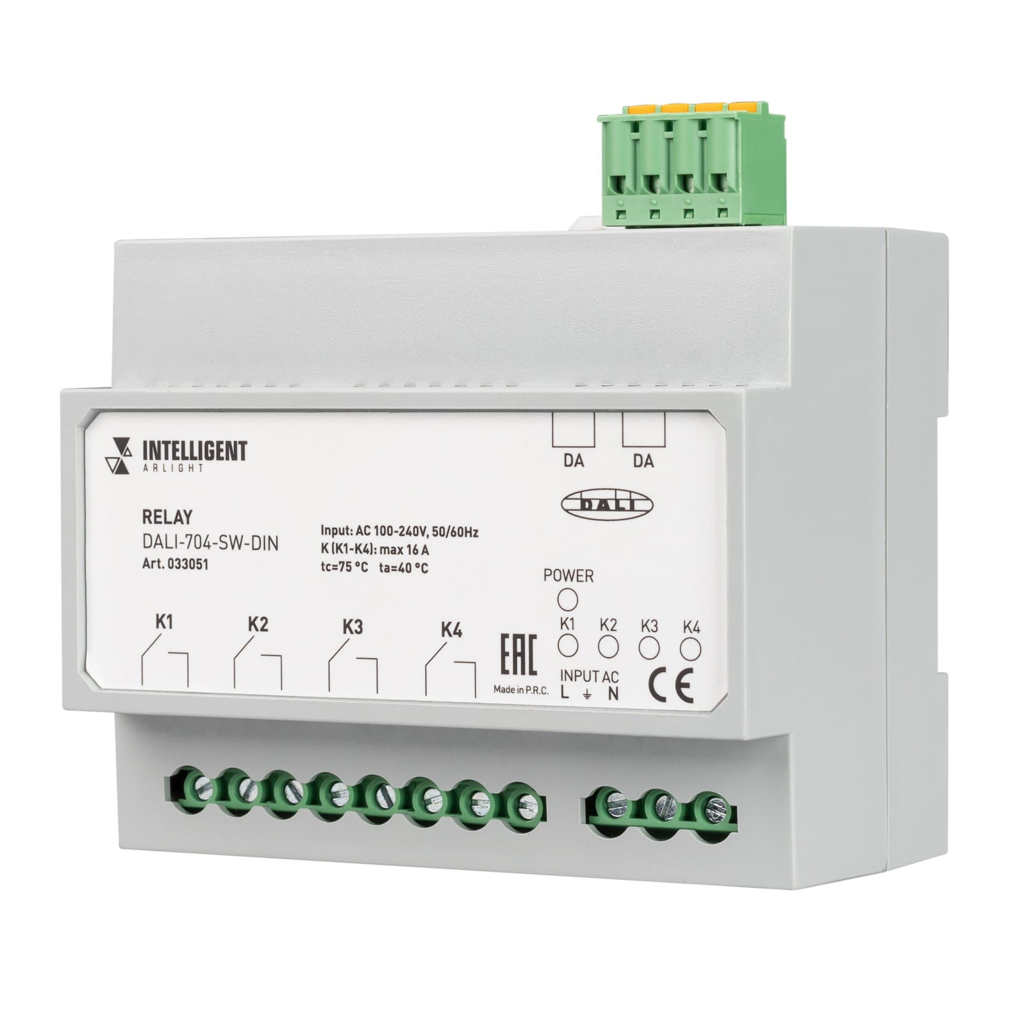 Arlight INTELLIGENT Релейный модуль DALI-704-SW-DIN (BUS, 4х16A) (INTELLIGENT IP20 Пластик, 3 года) 033051 — миниатюра 1