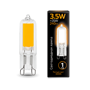 Gauss Лампа G9 AC220-240V 3.5W 240lm 3000K стекло LED 107809103
