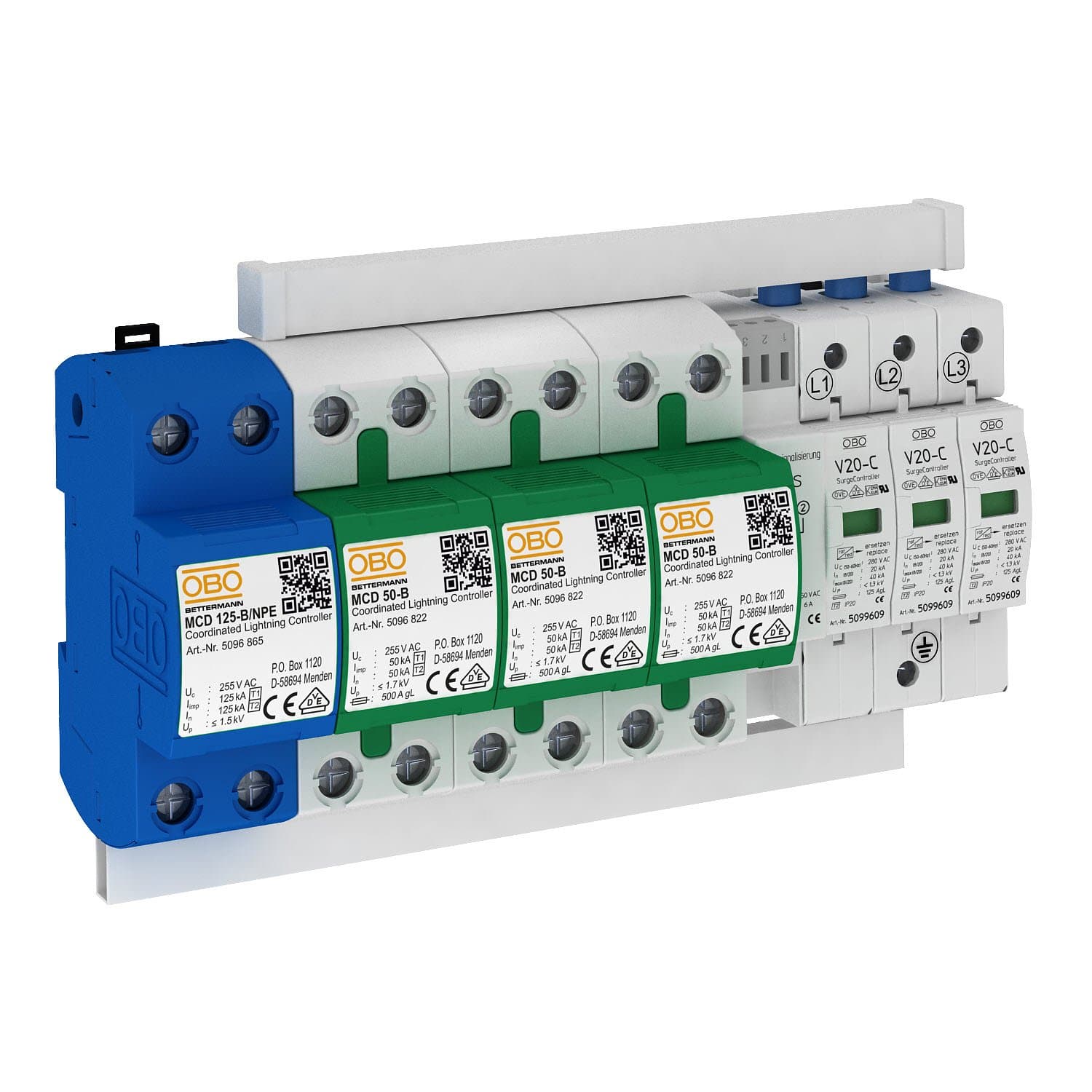 OBO Bettermann Комплект УЗИП 3+NPE (Класс I+II), 255 В 5089763 — миниатюра 1