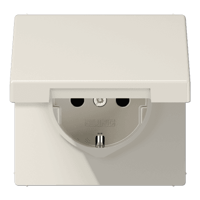 JUNG Штепсельная розетка SCHUKO 16A, 250V~  с крышкой, слоновая кость LS1521KL