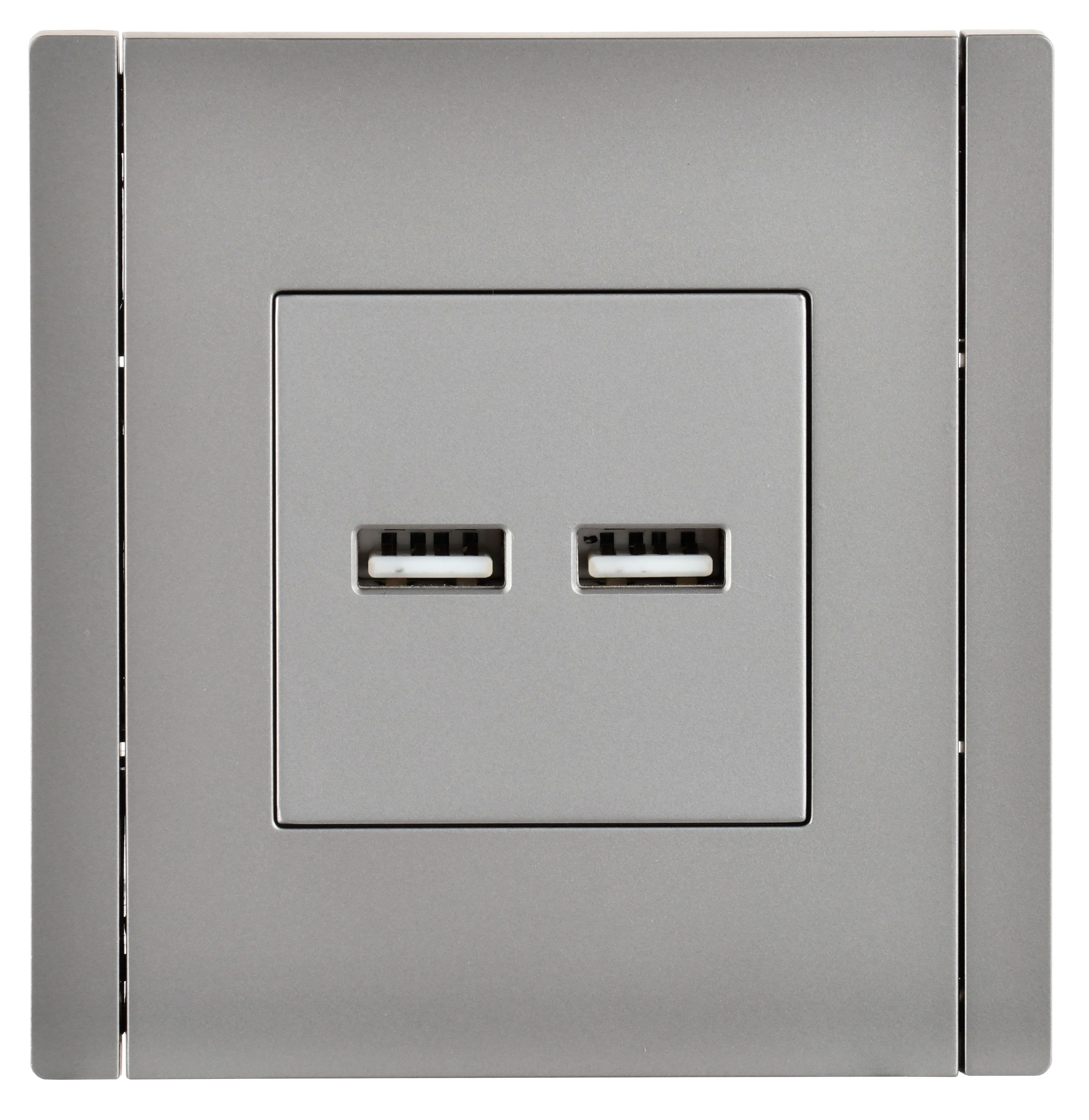IEK FORTE&PIANO Сталь Розетка USB A+A 3,1А FP549 — миниатюра 2