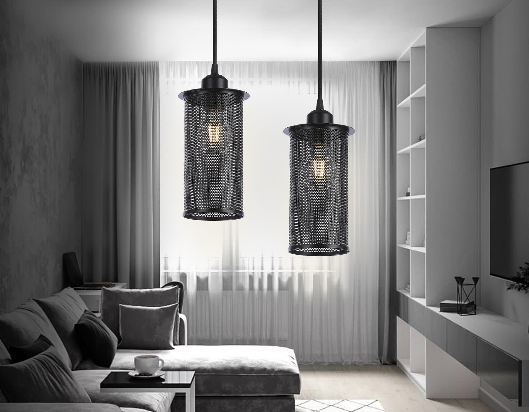 Ambrella Подвесной светильник в стиле лофт TR8162 BK черный E27 max 40W D102*1055 — миниатюра 3