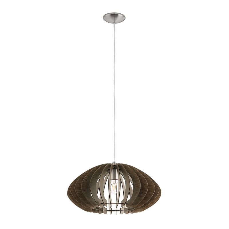Eglo Подвес COSSANO 2, 1x60W (E27), Ø500, H1500, сталь, никель матовый/дерево, темно-коричневый 95261