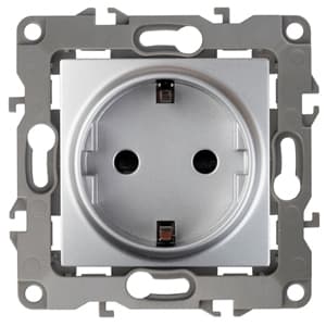 ЭРА 12-2001-03 Розетка 2P+E Schuko, 16A-250В, IP20, без м.лапок, 12, Алюминий