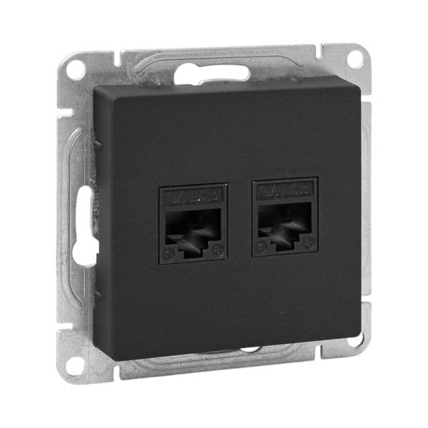 EKF Механизм розетки RJ45 - 2шт, (cat5), чёрный Эпика