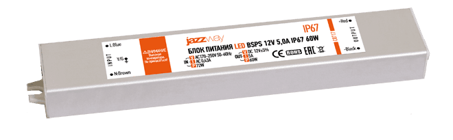 Jazzway Драйвер BSPS 12V5,0A=60W влагозащищенный IP67 .3329273A