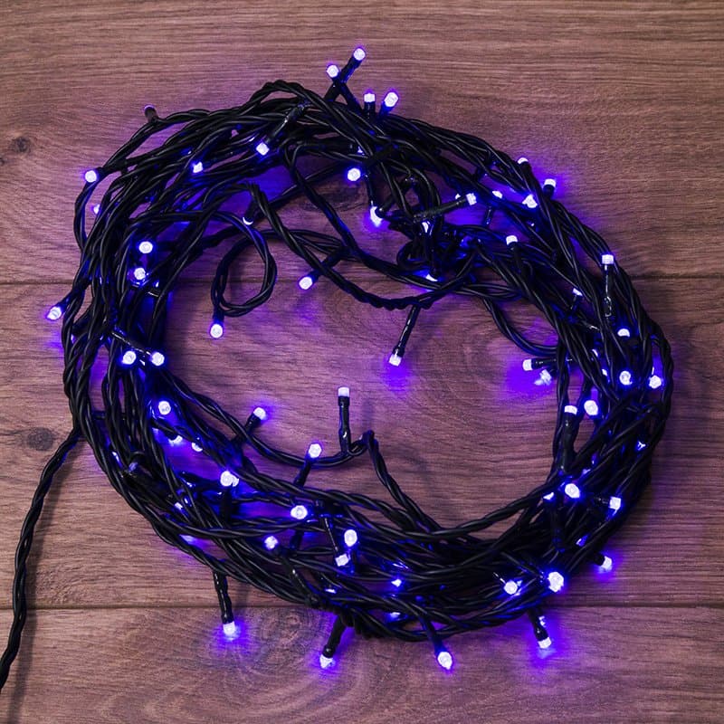 NEON-NIGHT Гирлянда "Твинкл Лайт" 10 м, черный ПВХ, 100 диодов, цвет фиолетовый 303-154 — миниатюра 1