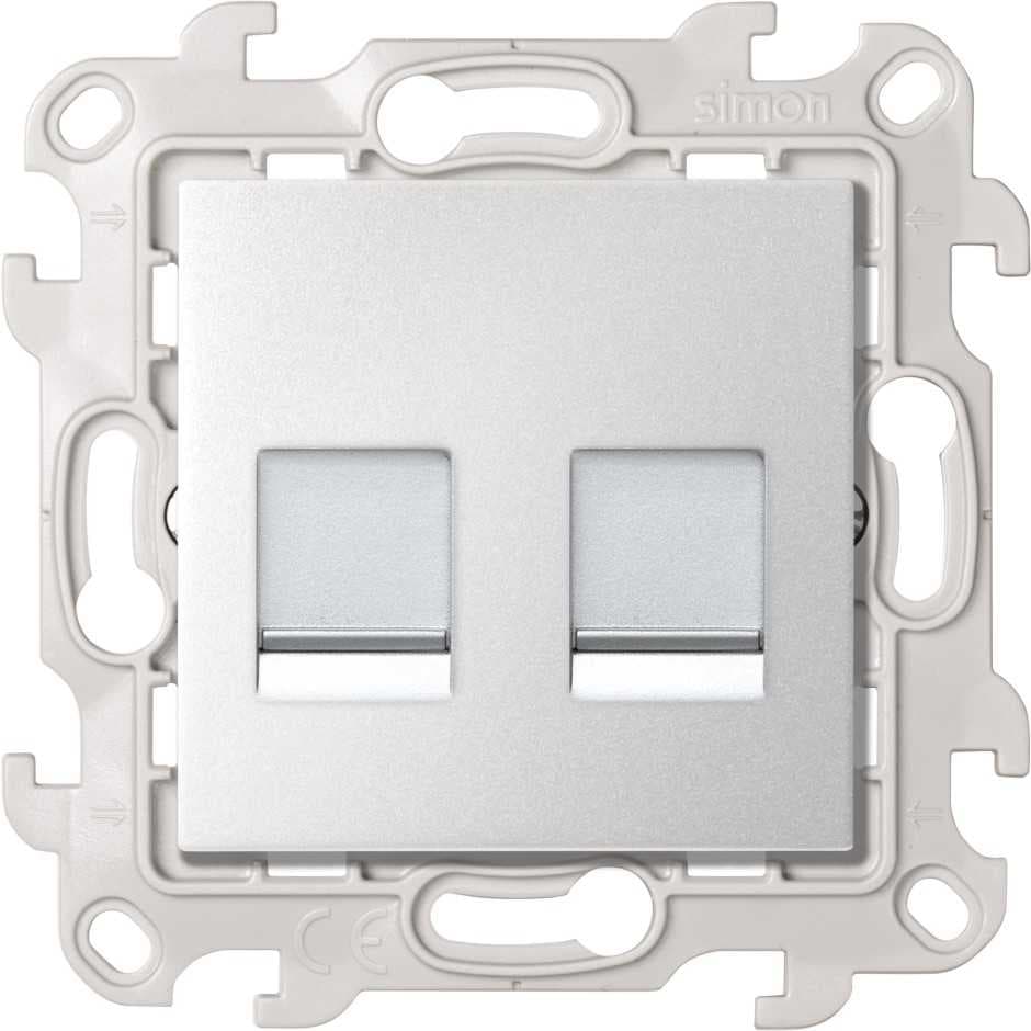 Simon 24 Алюминий Розетка для передачи данных 2xRJ45 Cat.5e UTP 2450593-033