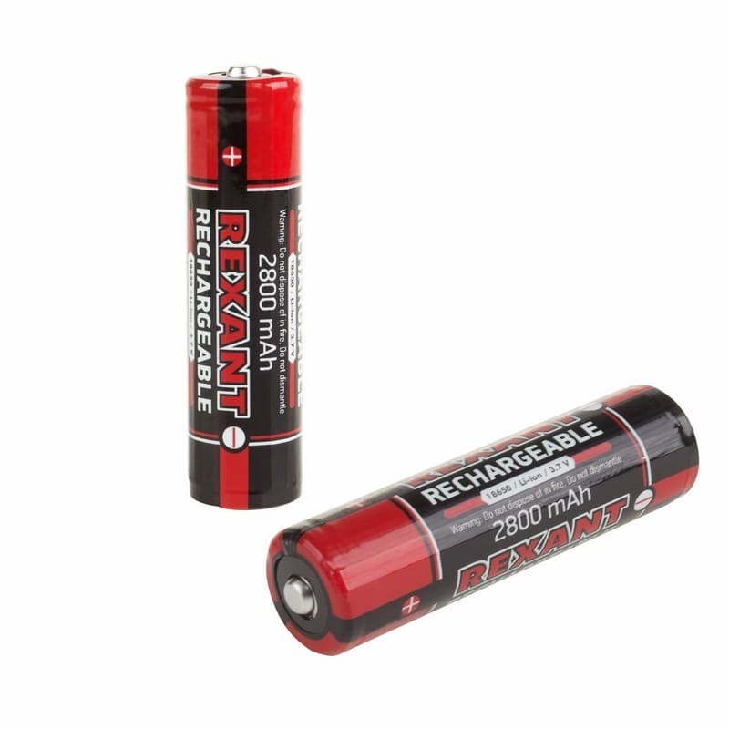 Аккумулятор 18650 с защитой Li-ion 2800 mAH 3.7 В 1 шт Блистер Rexant 30-2030-05