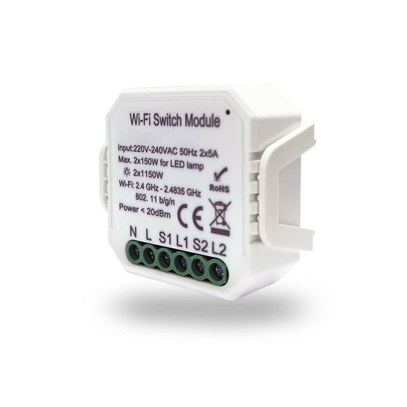 Denkirs RL1002-SM Двухканальное Wi-Fi реле-выключатель 2 x 1150 Вт / 2 x 100 Вт для LED — миниатюра 1