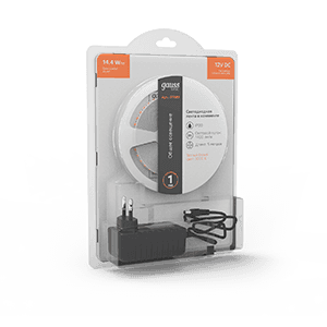 Gauss Лента Basic в комплекте 12V 14,4W/m 1400lm/m 3000K IP20 LED 5m 1/50 BT085 — миниатюра 1