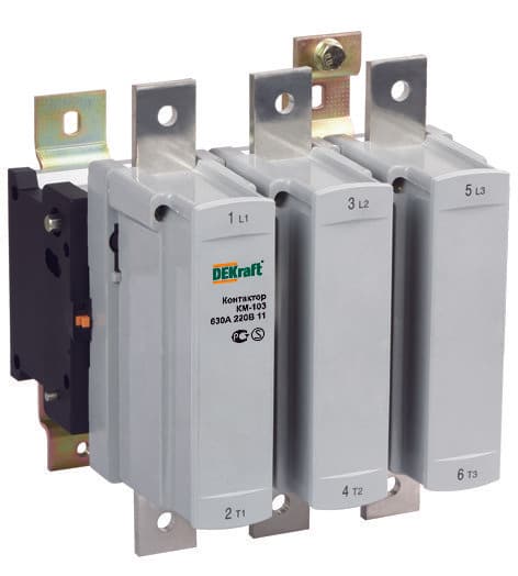 Dekraft Контактор 630А 220В АС3 1НО+1НЗ КМ-103