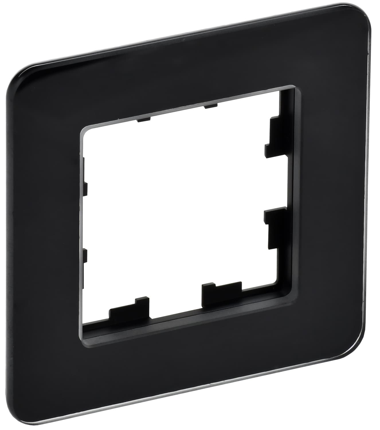 IEK BRITE DECOR Черный матовый стекло скругл.угол Рамка 1-мест. РУ-1-2-Бр RE