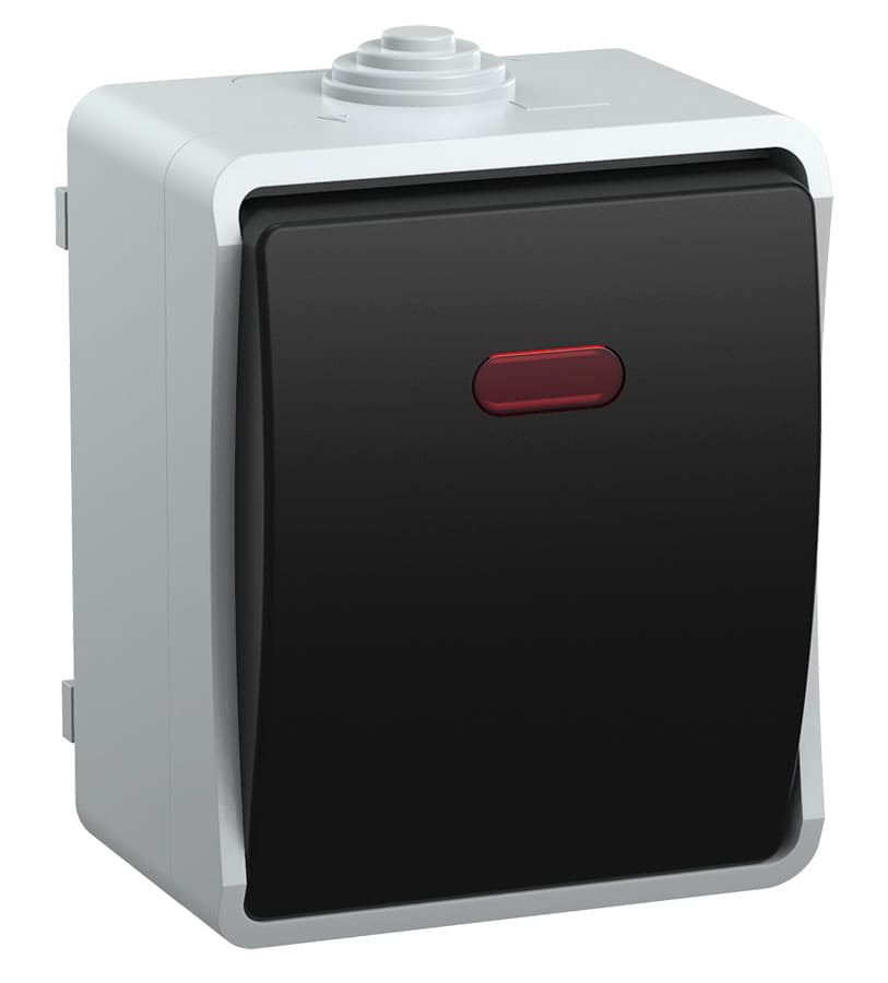 IEK FORS ВС20-1-1-ФСр Выключатель 1кл со свет. индикатором для открытой установки IP54