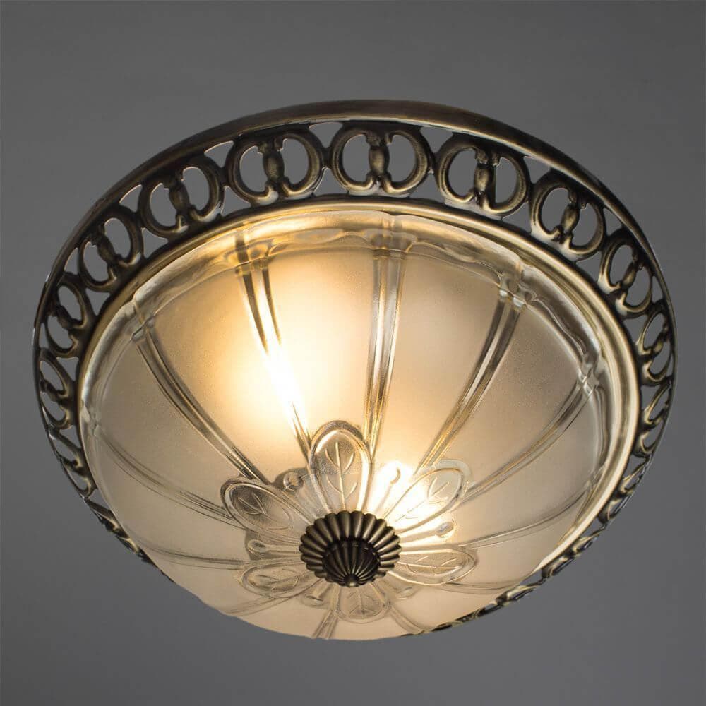 Arte Lamp Porch Бронза/Белая Тарелка 2x60W 2xE27 A1306PL-2AB — миниатюра 3