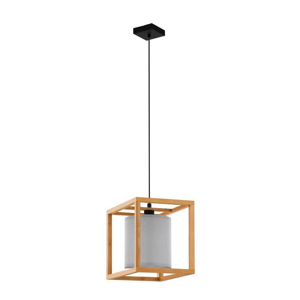 Eglo 390099 Подвесной потолочный светильник (люстра) GRANADOS, 1x40W, E27, L300, B300, H1500, сталь, дерево, черный, коричневый/текстиль, белый