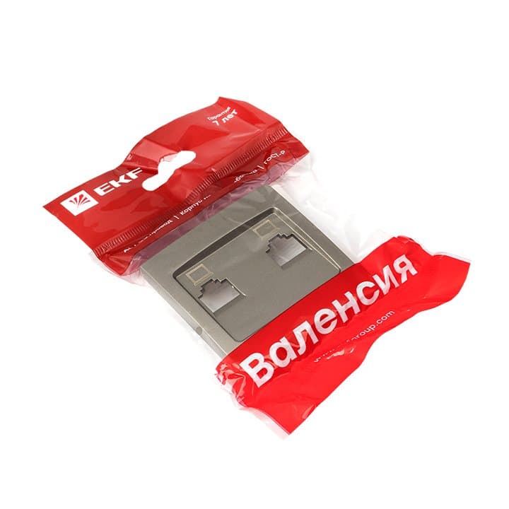 EKF PROxima Валенсия лицевая панель розетки RJ-45 2-местная кашемир — миниатюра 2