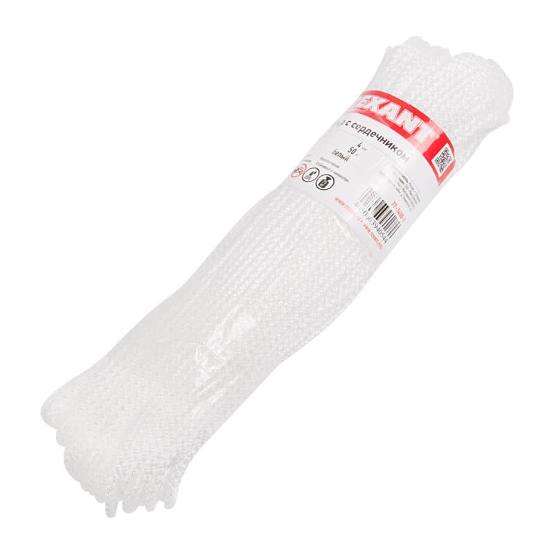 Шнур с сердечником 4мм 50м (белый) Rexant 77-1450-1